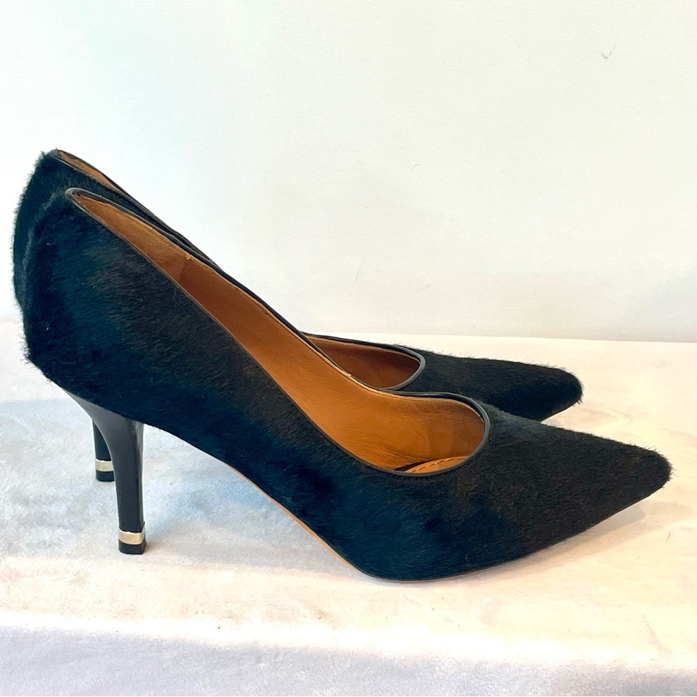 Givenchy Ponyhair Heels, Metal Accent Heel, black, EUC, almost new, 36 1/2